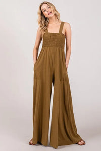 SAGE+FIG Smocked Flowy Wide Leg Jumpsuit - Brittney MADE