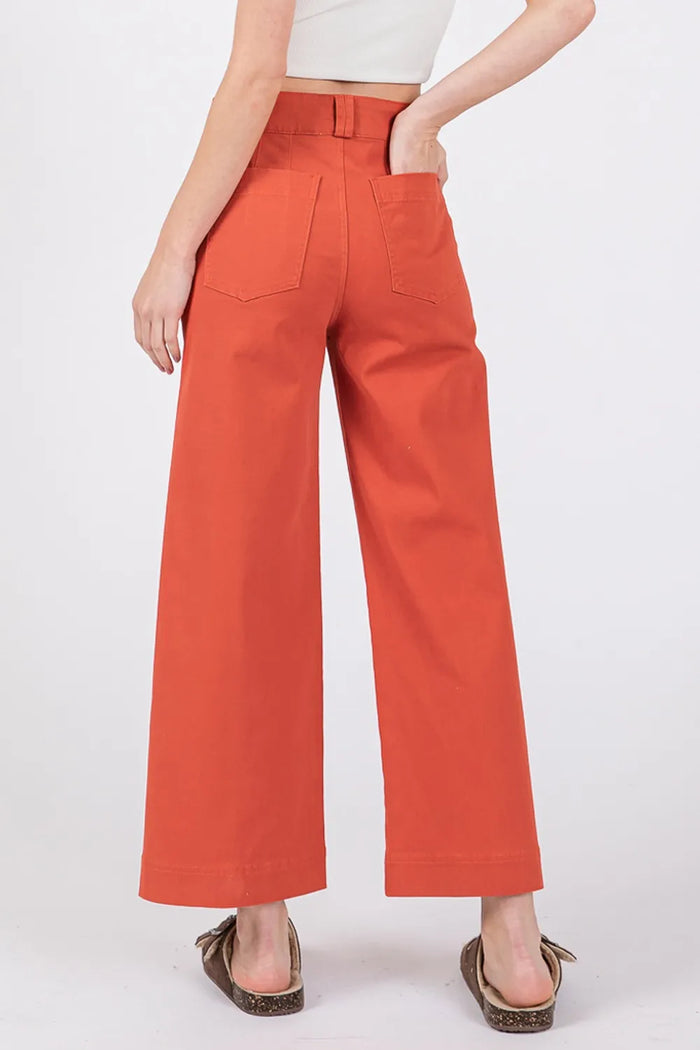 SAGE + FIG Wide Leg Cropped Pants - Brittney MADE