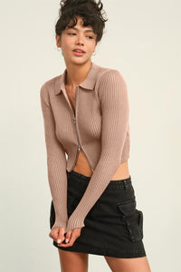 HYFVE Ribbed Double Zip Cropped Cardigan - Brittney MADE