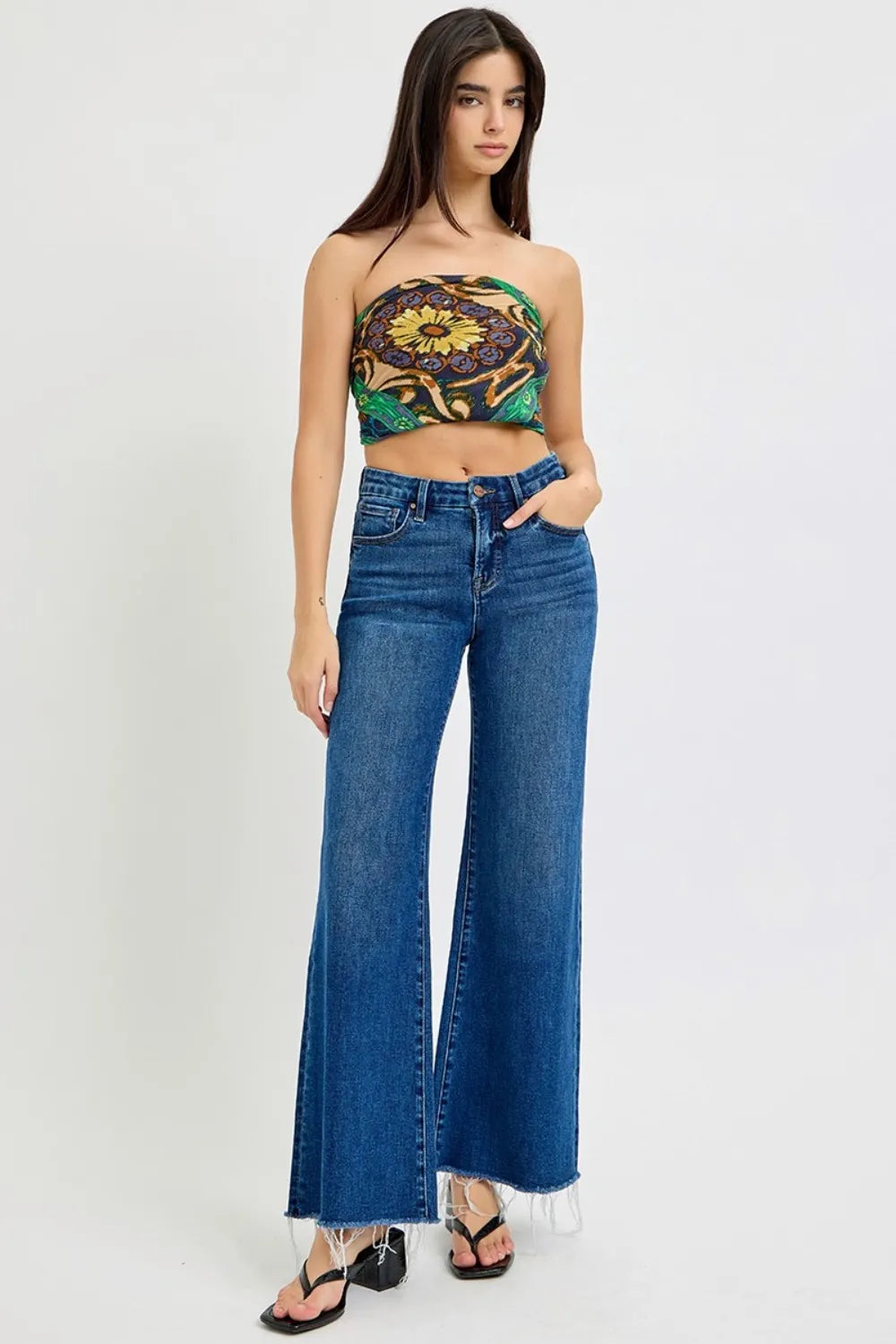 RISEN Tummy Control High Rise Wide Leg Jeans - Brittney MADE