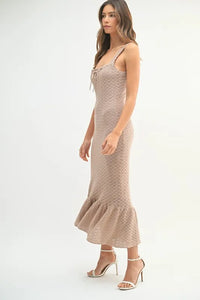 MABLE Ruffled Hem Sleeveless Crochet Knit Midi Dress - Brittney MADE