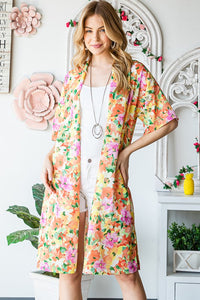 Heimish Full Size Half Sleeve Multi Color Floral Open Cardigan Plus Size - Brittney MADE