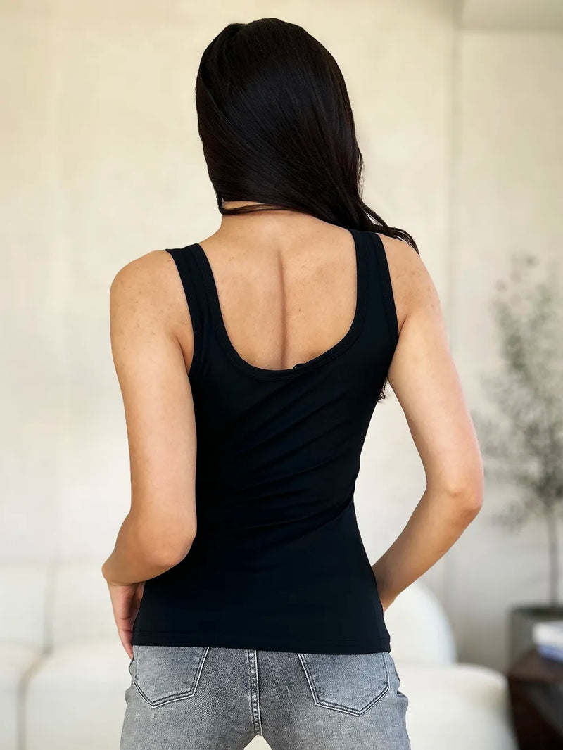 Basic Bae Full Size Square Neck Wide Strap Tank - Brittney MADE