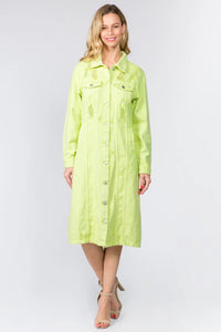 American Bazi Button Up Distressed Denim Dress - Brittney MADE