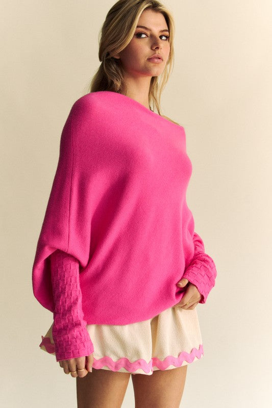 Davi & Dani Solid Color Batwing Sleeve Sweater - Brittney MADE