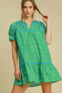 Umgee Full Size Eyelet Mini Dress With Ric Rac Trim Plus Size - Brittney MADE