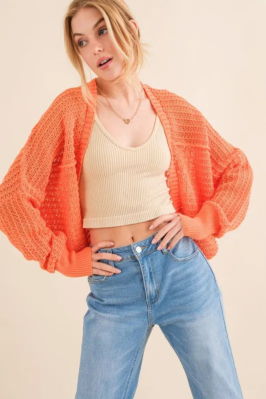 And The Why Fishnet Knitting Bolero Cardigan - Brittney MADE