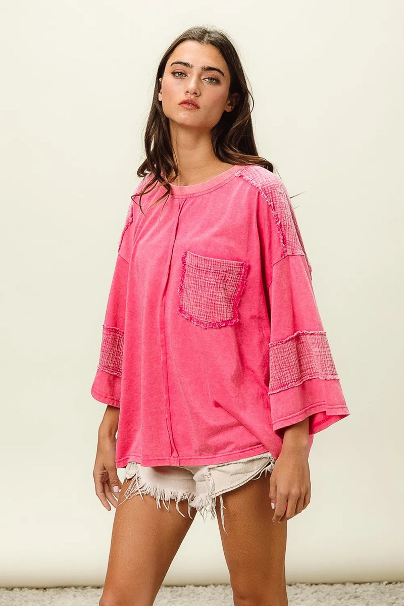 BiBi High-Low Washed T-Shirt - Brittney MADE