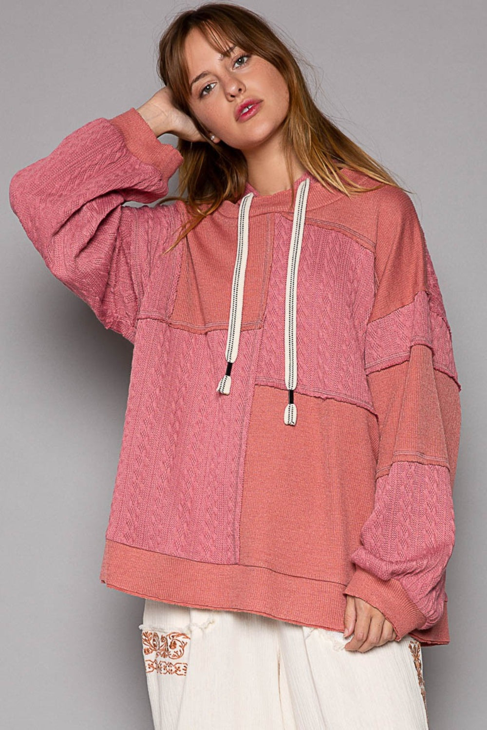 POL Exposed Seam Hooded Knit Top - Brittney MADE