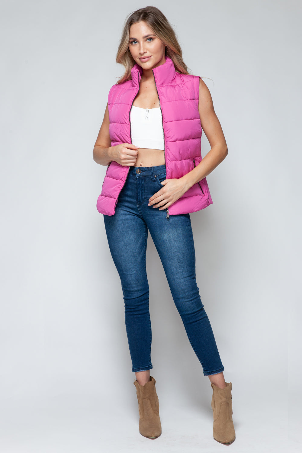 Snobbish Zip Up Turtleneck Vest with Pockets - Brittney MADE