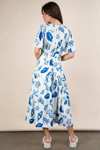 VERY J Printed V-Neck Resort Midi Dress - Brittney MADE