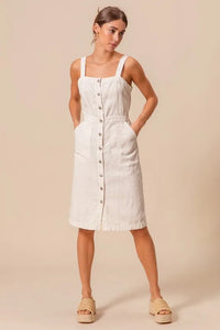 SO ME Button Down Pocket Front Pinafore Dress - Brittney MADE