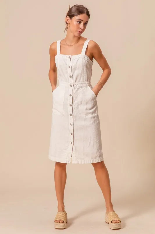 SO ME Button Down Pocket Front Pinafore Dress - Brittney MADE