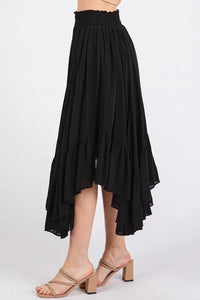 Mittoshop Handkerchief Hem Elastic Waist Pocket Midi Skirt - Brittney MADE