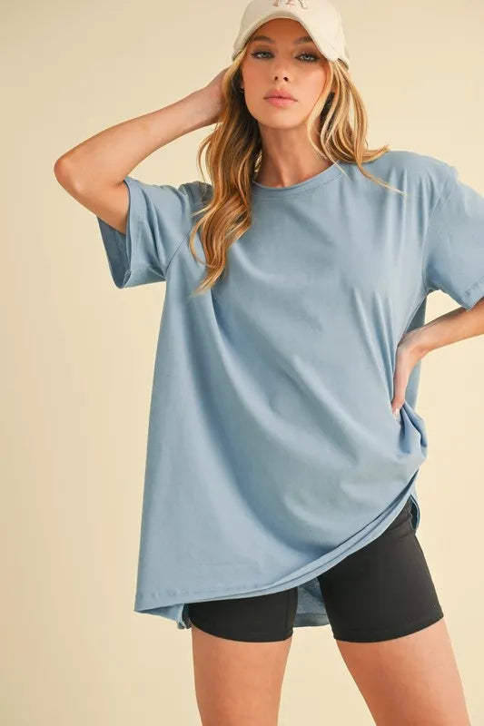 Aemi+Co Round Neck Short Sleeve Oversized T-Shirt - Brittney MADE