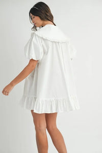 MABLE Ruffled Hem Peter Pan Collar Button Down Mini Dress - Brittney MADE