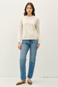 Be Cool Heathered Round Neck Long Sleeve Sweater - Brittney MADE