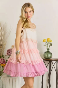 ADORA Swiss Dot Ruffled Tiered Mini Dress - Brittney MADE