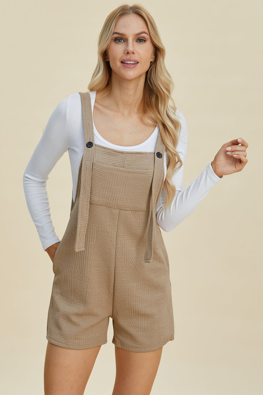 Double Take Full Size Texture Sleeveless Romper - Brittney MADE