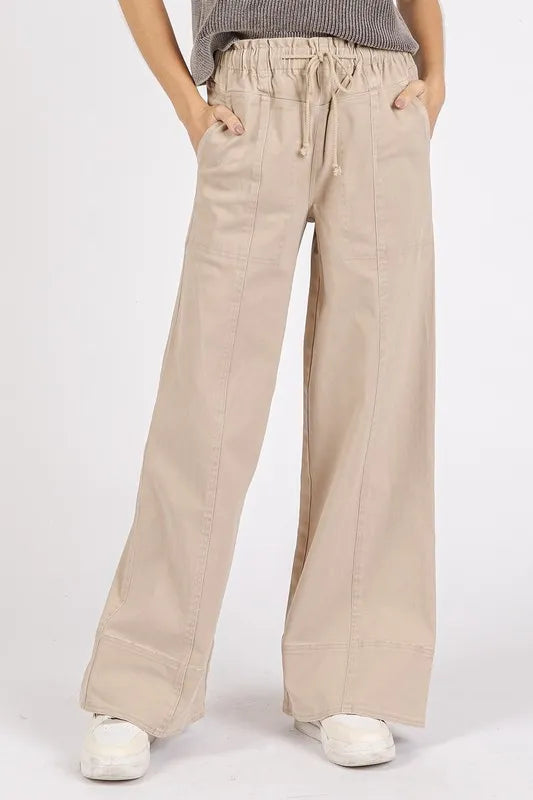 Mittoshop Mineral Wash Elastic Wide Leg Pants - Brittney MADE