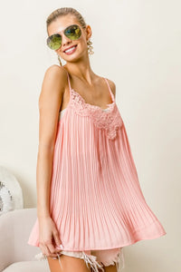 BiBi Front Lace Detailed Pleated Chiffon Cami - Brittney MADE