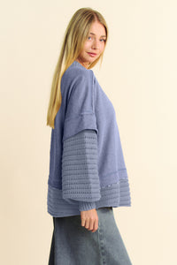 Davi & Dani Faux Layered Round Neck Sweater - Brittney MADE
