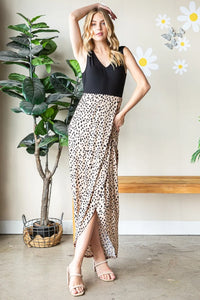 Heimish Full Size Slit Animal Print V-Neck Wide Strap Dress - Brittney MADE