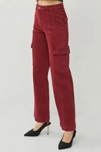 RISEN Full Size High Rise Wide Leg Cargo Jeans - Brittney MADE