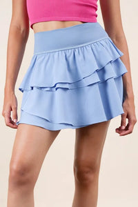 VERY J Riffled Tiered Layers Activewear Skirt with Shorts - Brittney MADE