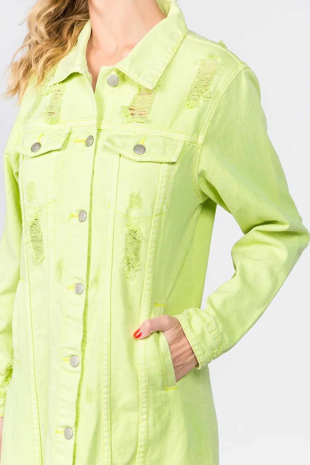 American Bazi Button Up Distressed Denim Dress - Brittney MADE