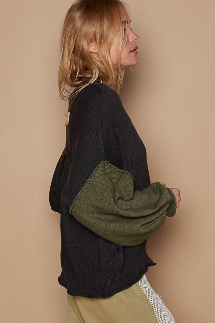 POL Color Block Roll Hem Hacci Sweater - Brittney MADE