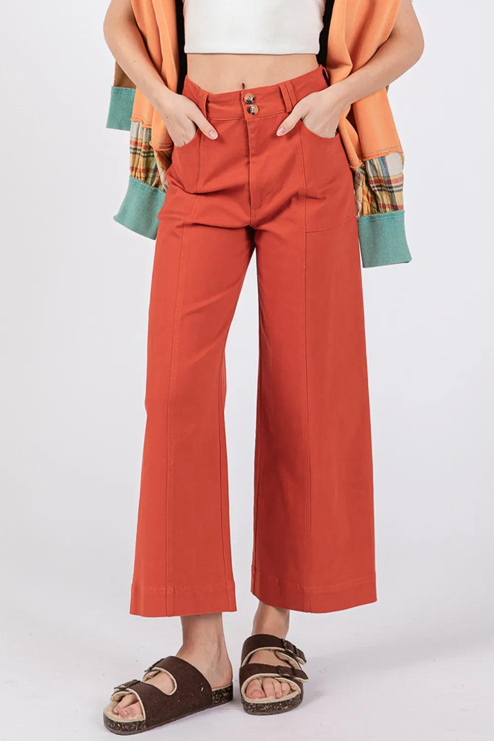 SAGE + FIG Wide Leg Cropped Pants - Brittney MADE