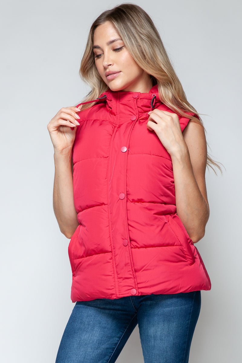 Snobbish Snap and Zip Closure Hooded Vest - Brittney MADE