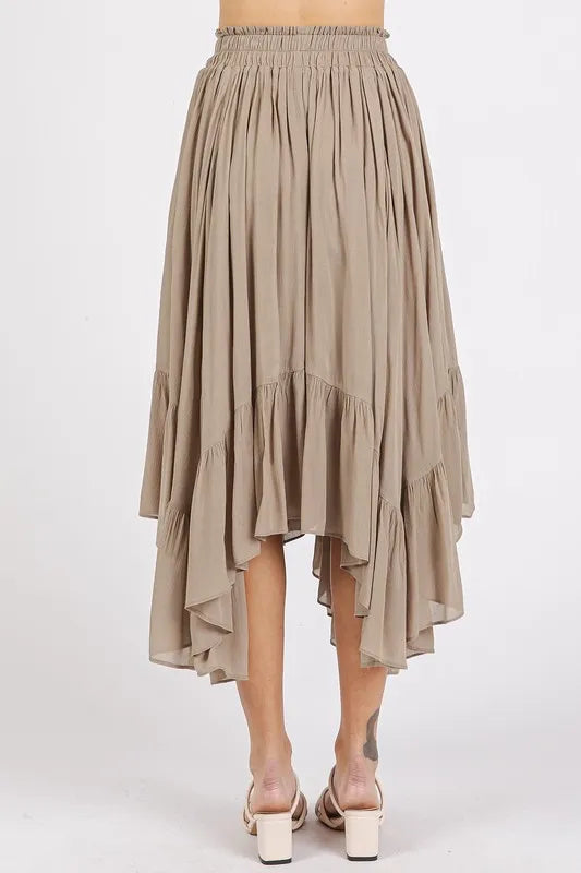 Mittoshop Handkerchief Hem Elastic Waist Pocket Midi Skirt - Brittney MADE