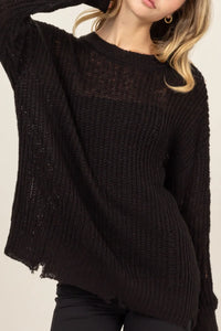 HYFVE Distressed Long Sleeve Knit Top - Brittney MADE