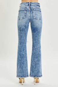 RISEN Full Size High Rise Distressed Flare Jeans - Brittney MADE