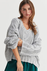 HYFVE Cable Knit V-Neck Sweater - Brittney MADE