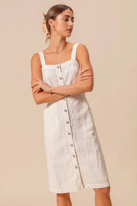SO ME Button Down Pocket Front Pinafore Dress - Brittney MADE