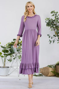 Celeste Full Size Layered Ruffle Hem Dress with Pockets - Brittney MADE