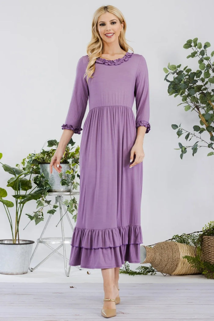 Celeste Full Size Layered Ruffle Hem Dress with Pockets - Brittney MADE