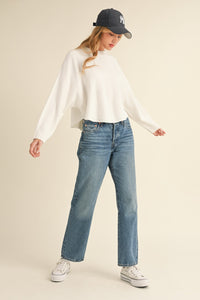 Mable Round Neck Dolman Sleeve Cropped Sweater - Brittney MADE