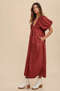 Annie Wear Smocked Puff Sleeve Midi Dress - Brittney MADE