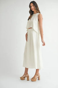 MABLE Wrinkled Round Neck Swing Top and Skirt Set - Brittney MADE