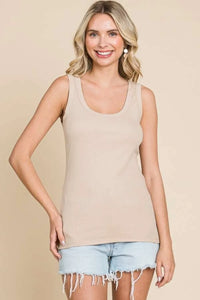 Culture Code Full Size Ribbed Scoop Neck Tank - Brittney MADE