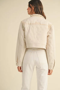MABLE Embroidered Quilted Cropped Jacket - Brittney MADE