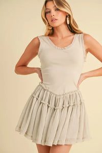 Aemi+Co Frill Sleeveless Drop Waist Mini Dress - Brittney MADE