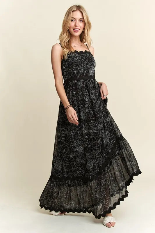 ADORA Floral Adjustable Strap Maxi Cami Dress - Brittney MADE