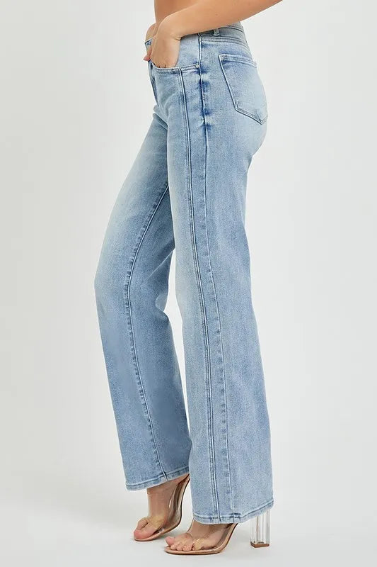 RISEN Plus Size Mid Rise Straight Jeans - Brittney MADE