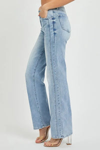 RISEN Plus Size Mid Rise Straight Jeans - Brittney MADE