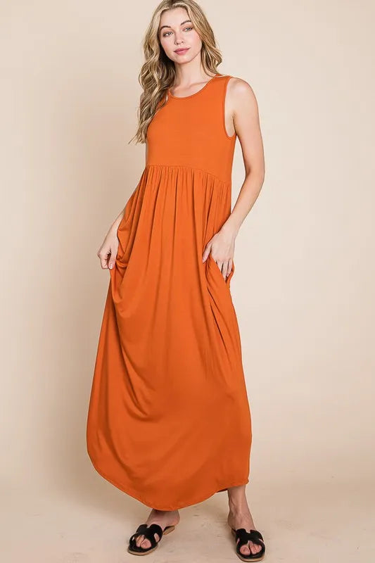 BOMBOM Sleeveless Maxi Dress with Pockets - Brittney MADE